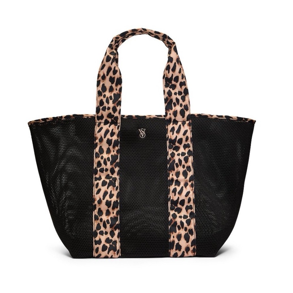 Victoria's Secret Black and Leopard Mesh Tote